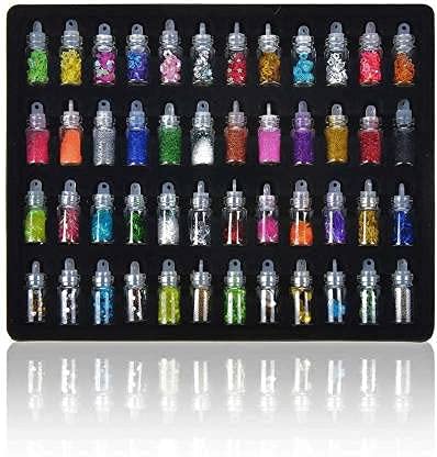 URBANMAC Nail Art Kit - 48 Pcs Glass Bottles Glitter Stones, 100 Nails,10 Nail Tapes, 15 Nail Art brush, 5 Nail Dotting Pen with 2 Glue (Nail Art Kit) - Image 3