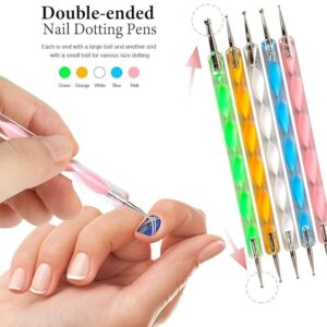 URBANMAC Nail Art Kit - 48 Pcs Glass Bottles Glitter Stones, 100 Nails,10 Nail Tapes, 15 Nail Art brush, 5 Nail Dotting Pen with 2 Glue (Nail Art Kit)