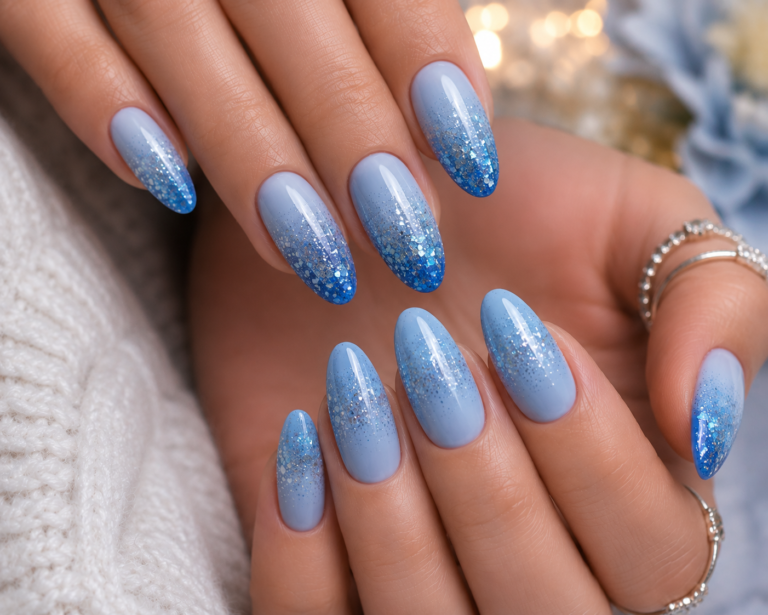 15+ Best Blue Ombre Nails with Glitter 2026 That Are Straight-Up Stunning