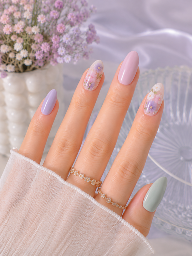 15+ Best Pastel Floral Almond Nail Designs That Look Romantic and Fresh
