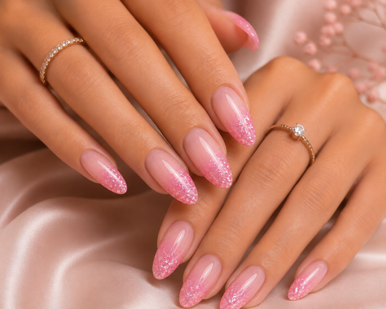 15+ Best Pink Ombre Nails with Glitter 2026 That Are Sweet, Sparkly, and Endlessly Pretty