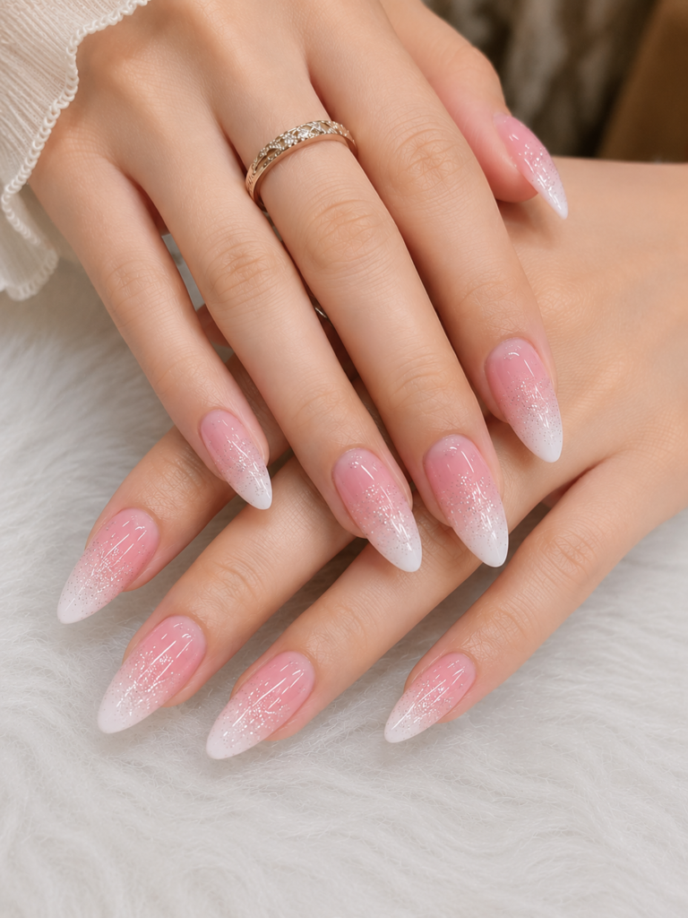 15+ Best Pink and White Ombre Nails with Glitter 2026 for Every Style