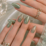 15+ Best Sage Green Nails with Glitter Accent That Look Elegant and Fresh